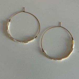 Large Hoop Earrings with Shell Beads